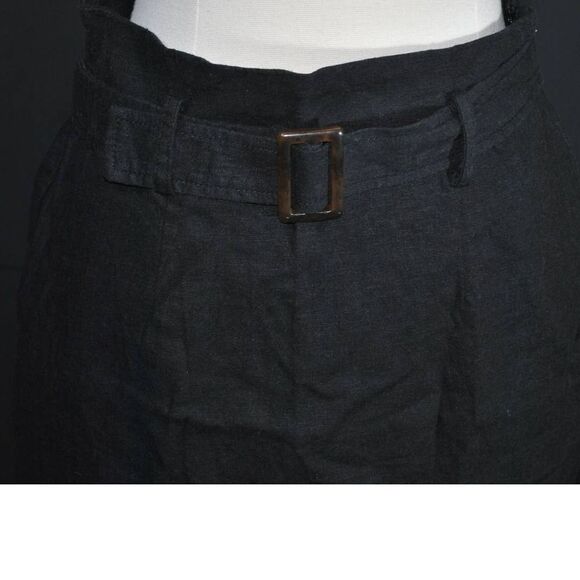 Urban Outfitters Black Linen Belted Scalloped Hem Skirt - S - Picture 2 of 4